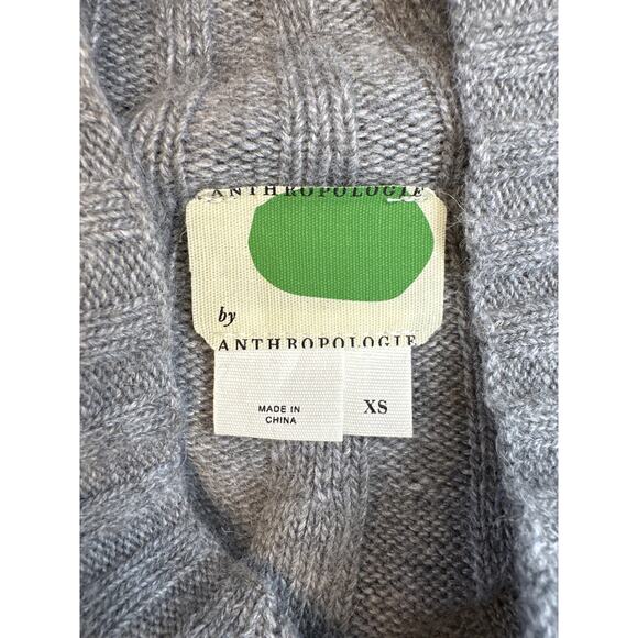 Anthropologie Arsenau Sweater Dress Gray Yellow Ribbed Knit Bell Sleeve Size XS - Picture 7 of 8